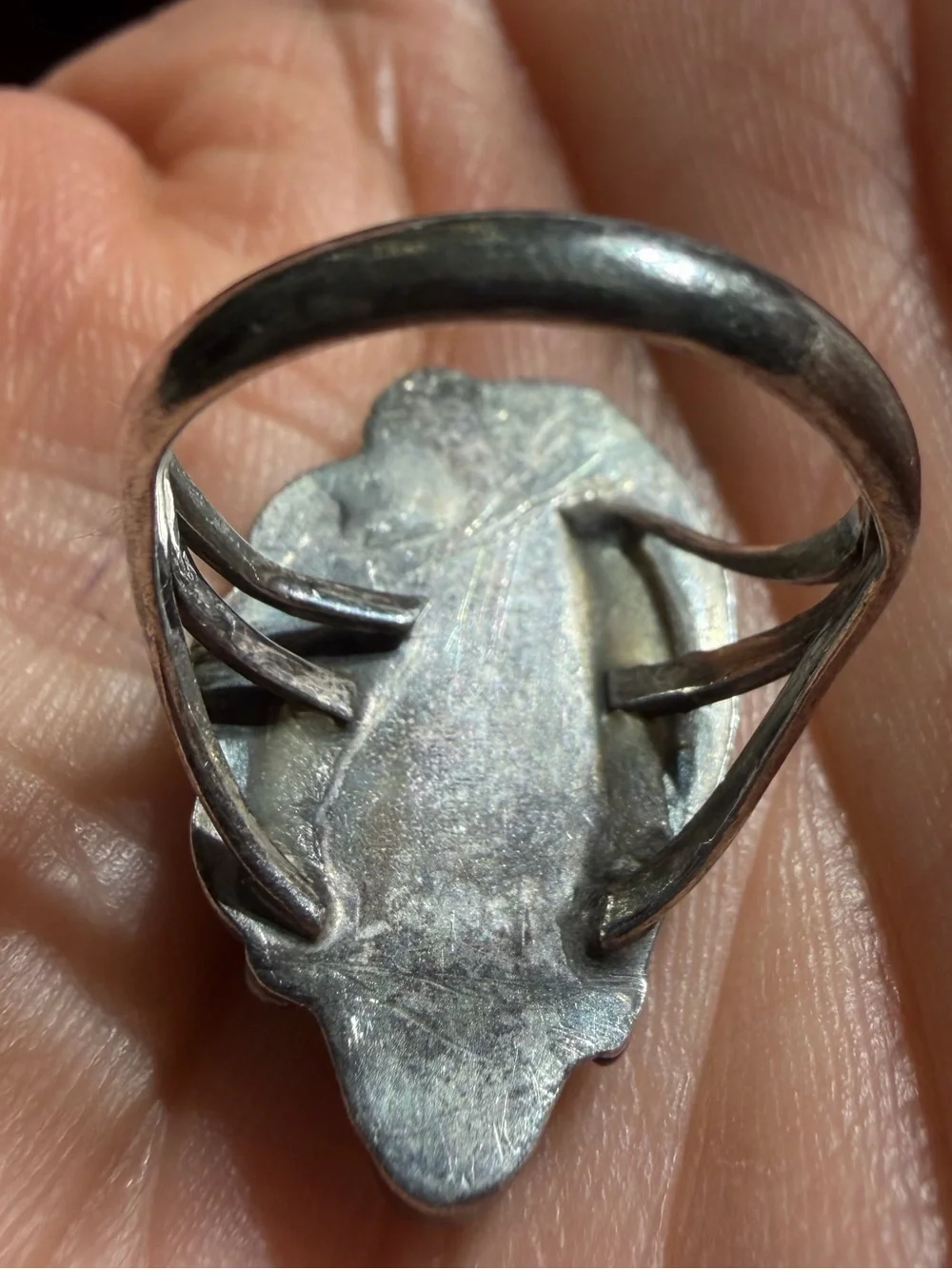 Vintage Navajo Sterling Silver Green Turquoise Leaf Floral Ring Size 5